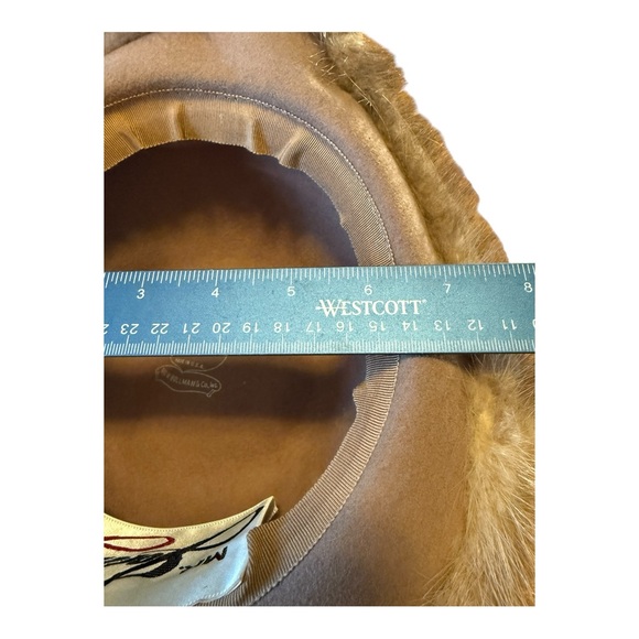 VTG Mr. John Jr. 100% Wool Excello Fedora Luxe Mink Fur Trim Hat Camel /Brown OS - Picture 12 of 12